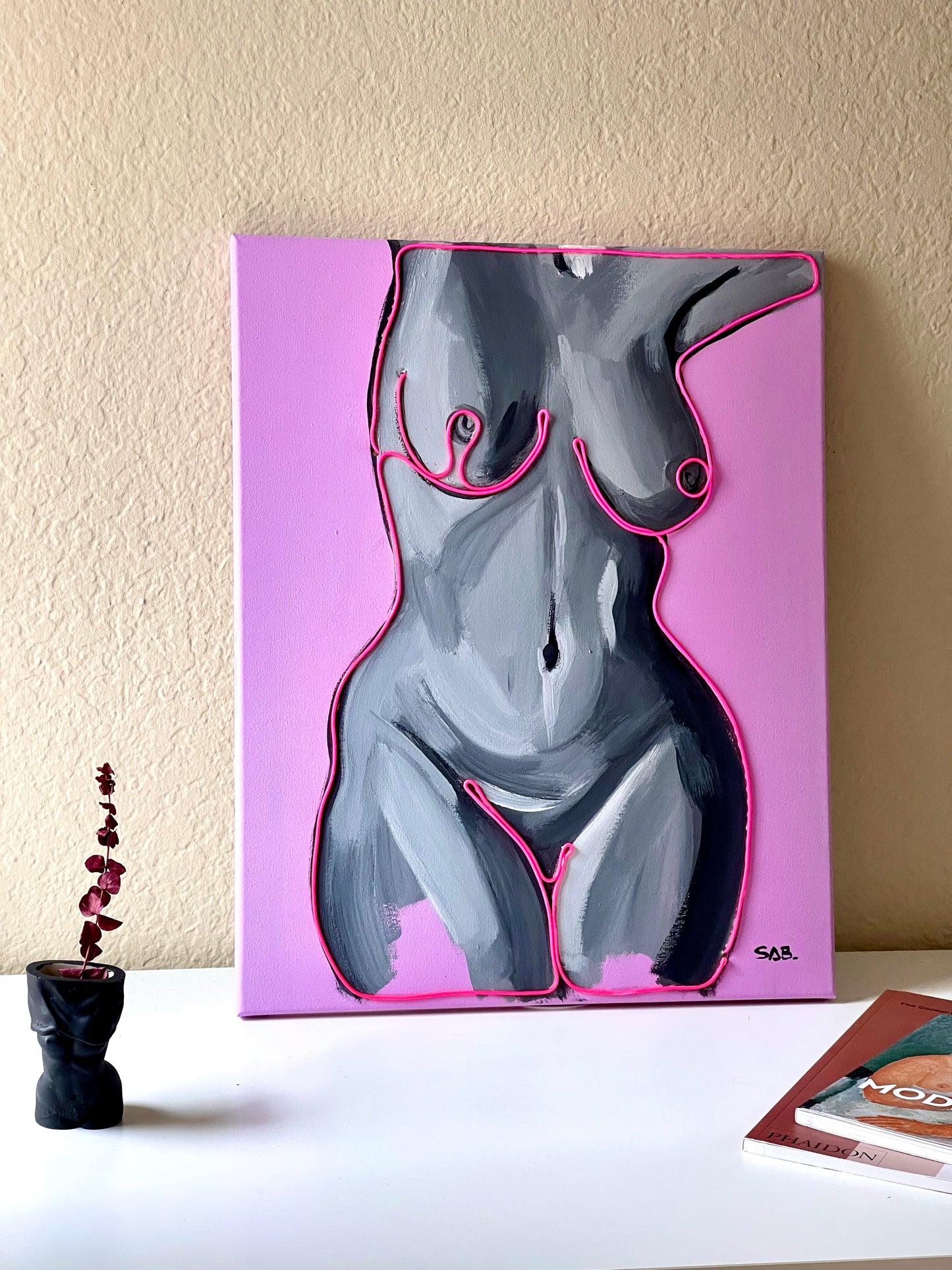 “Clair” Neon acrylic Body painting 16x20