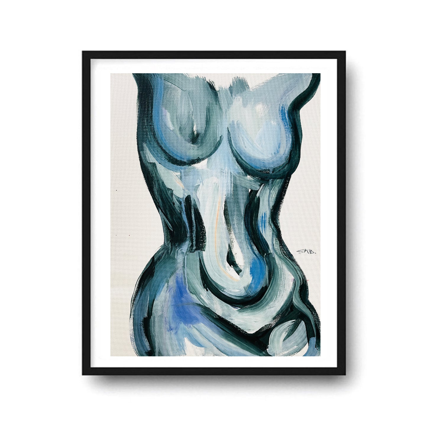 Abstract Figurative Blue body painting Print bedroom wall decor