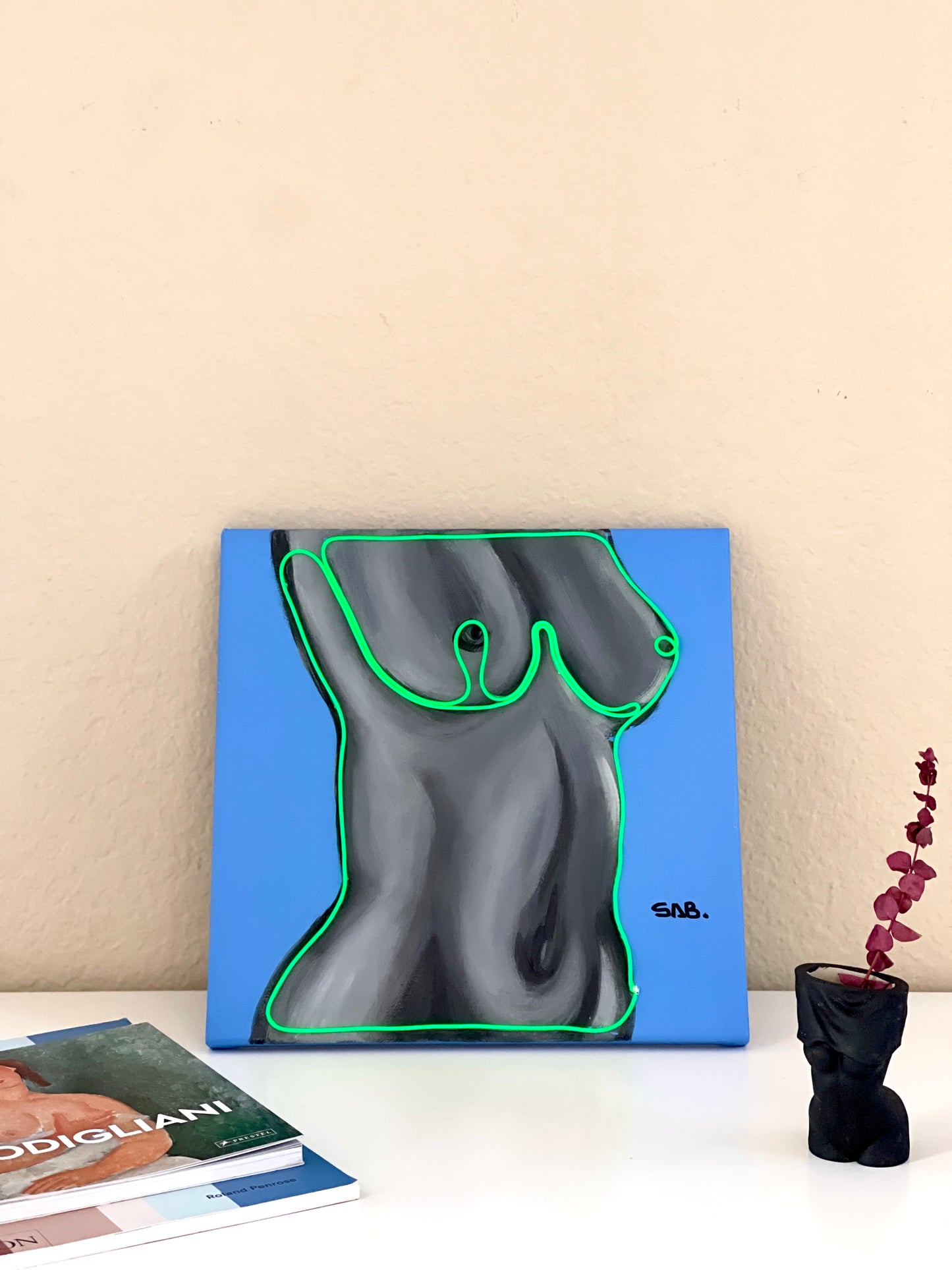 “Camille” 12x12 Neon art painting sign