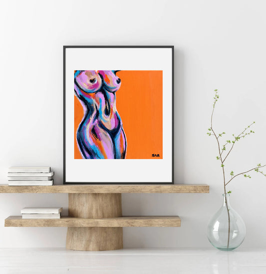 Female Figurative Nude sexy Colorful canvas painting Print 9x12