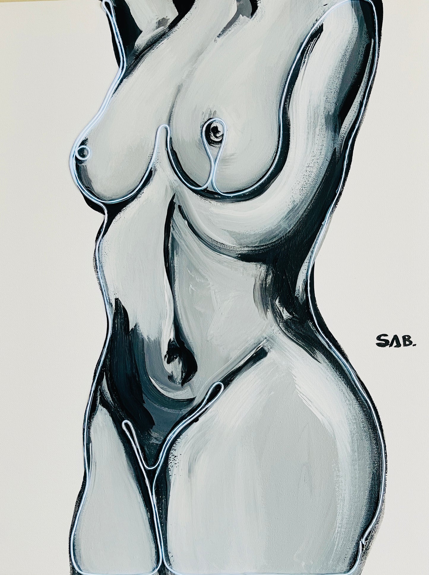 Neon body sign original painting 16x20 acrylic art