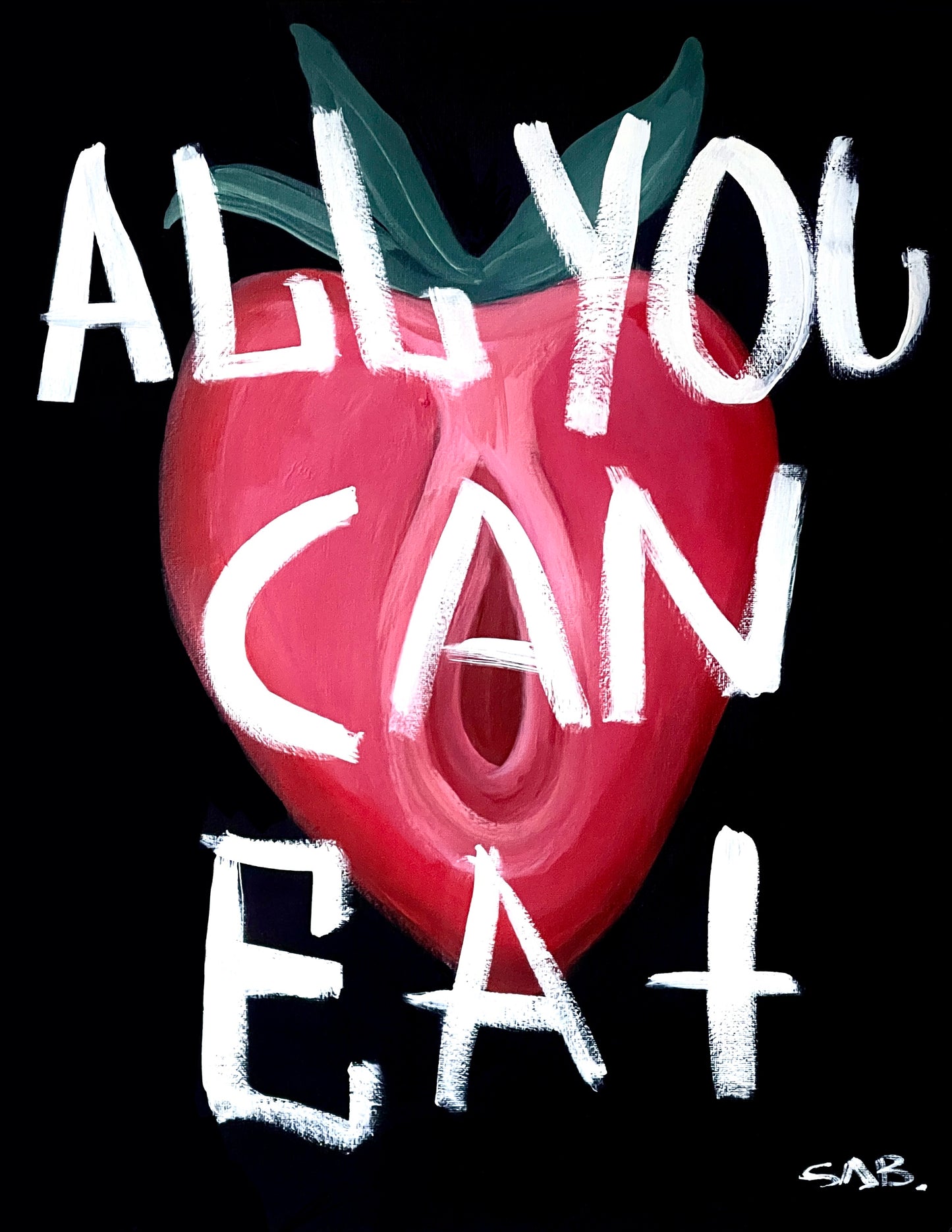 All you can eat fun abstract contemporary art print Lesbian theme