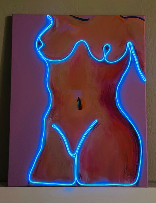 Custom Figurative Neon sign art battery operated  painting Nude modern wall art original gift idea