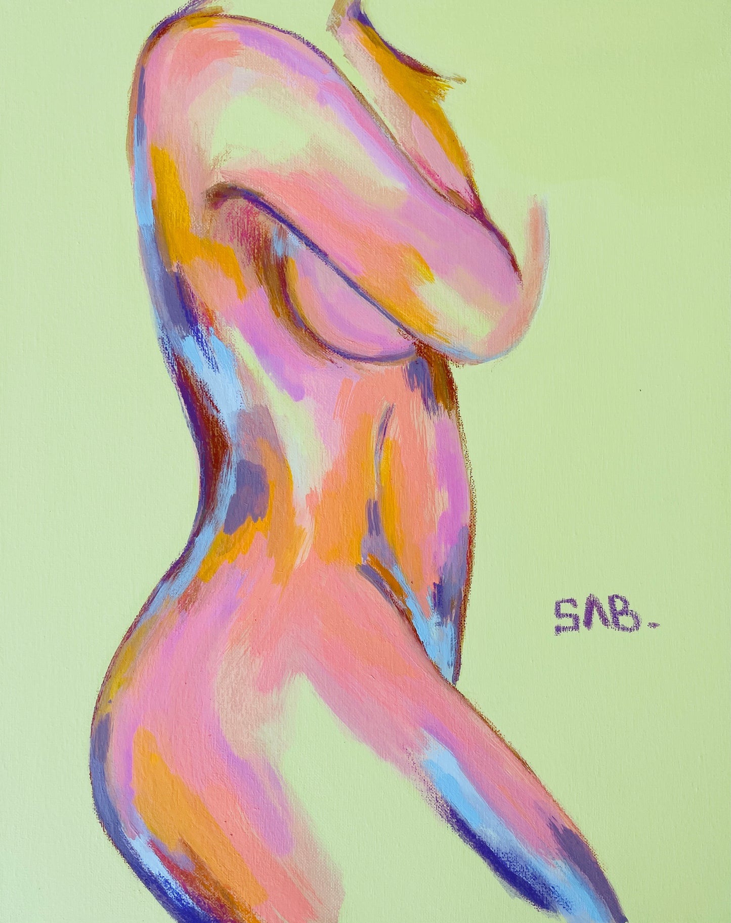 “S” abstract figurative female body painting print