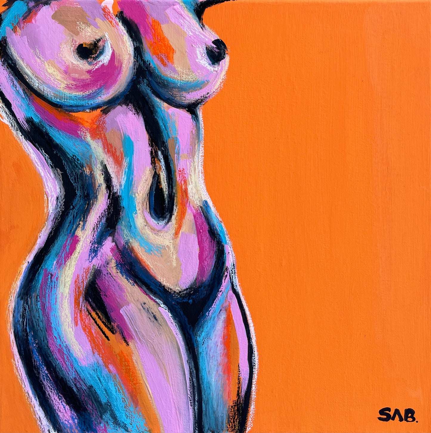 Female Figurative Nude sexy Colorful canvas painting Print 9x12