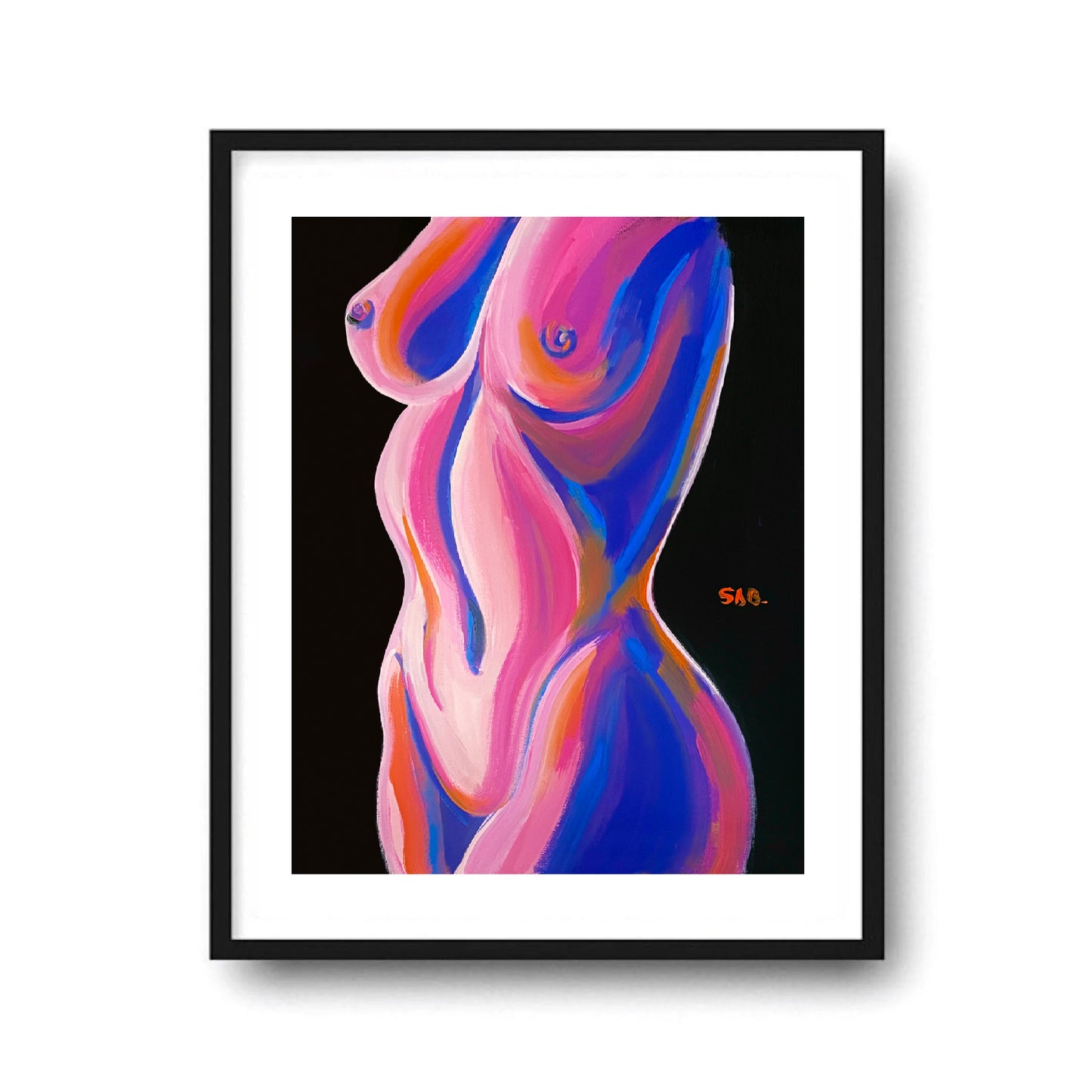 “L” abstract figurative female body painting print