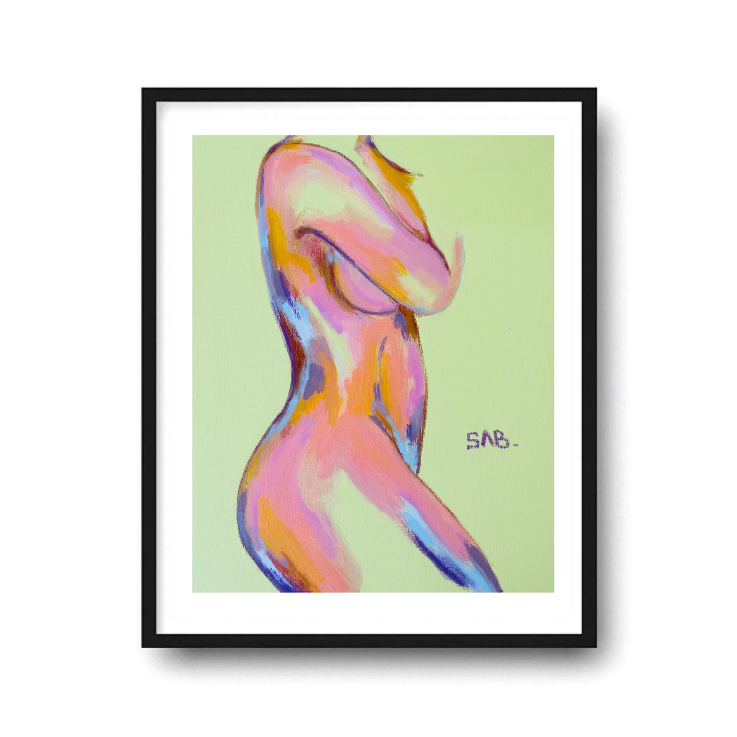 “S” abstract figurative female body painting print