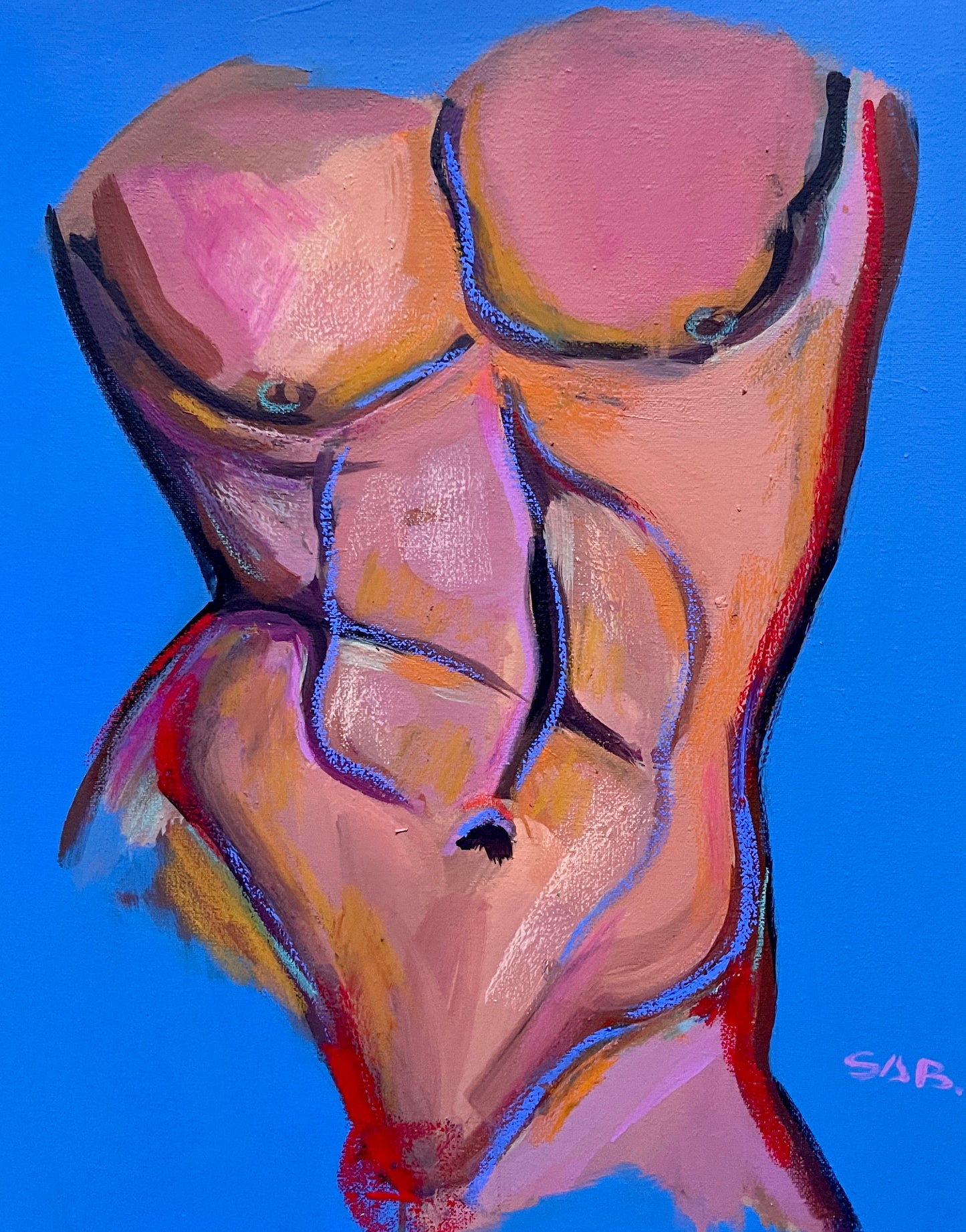 Male torso painting print