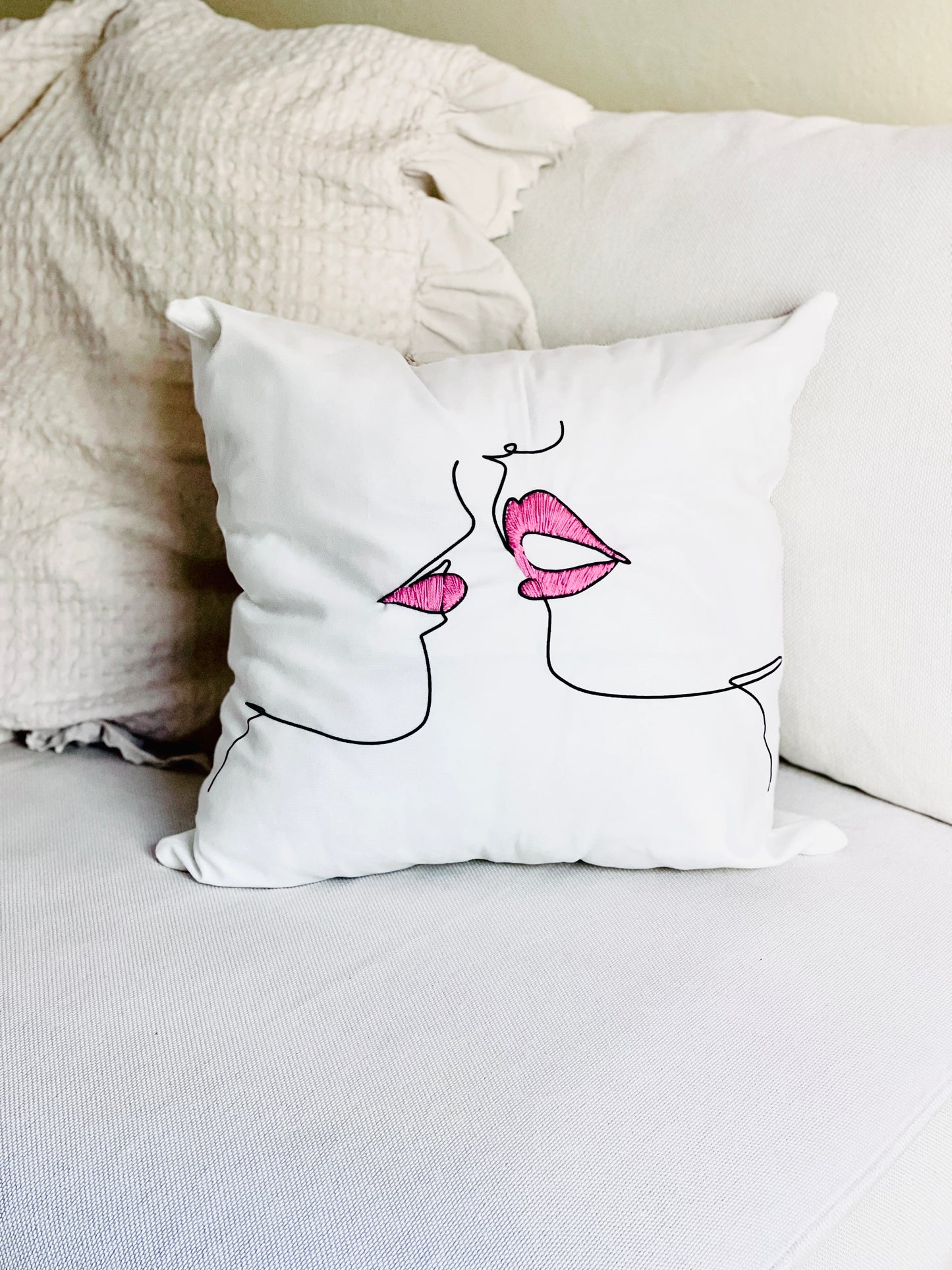 “The Kiss” Abstract figurative pillow case