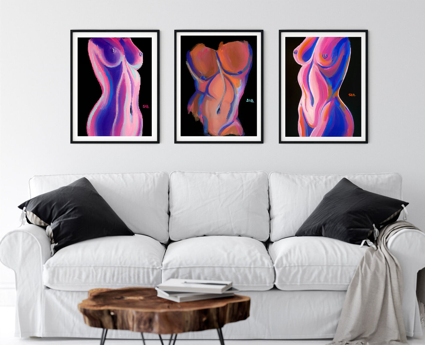 “L” abstract figurative female body painting print