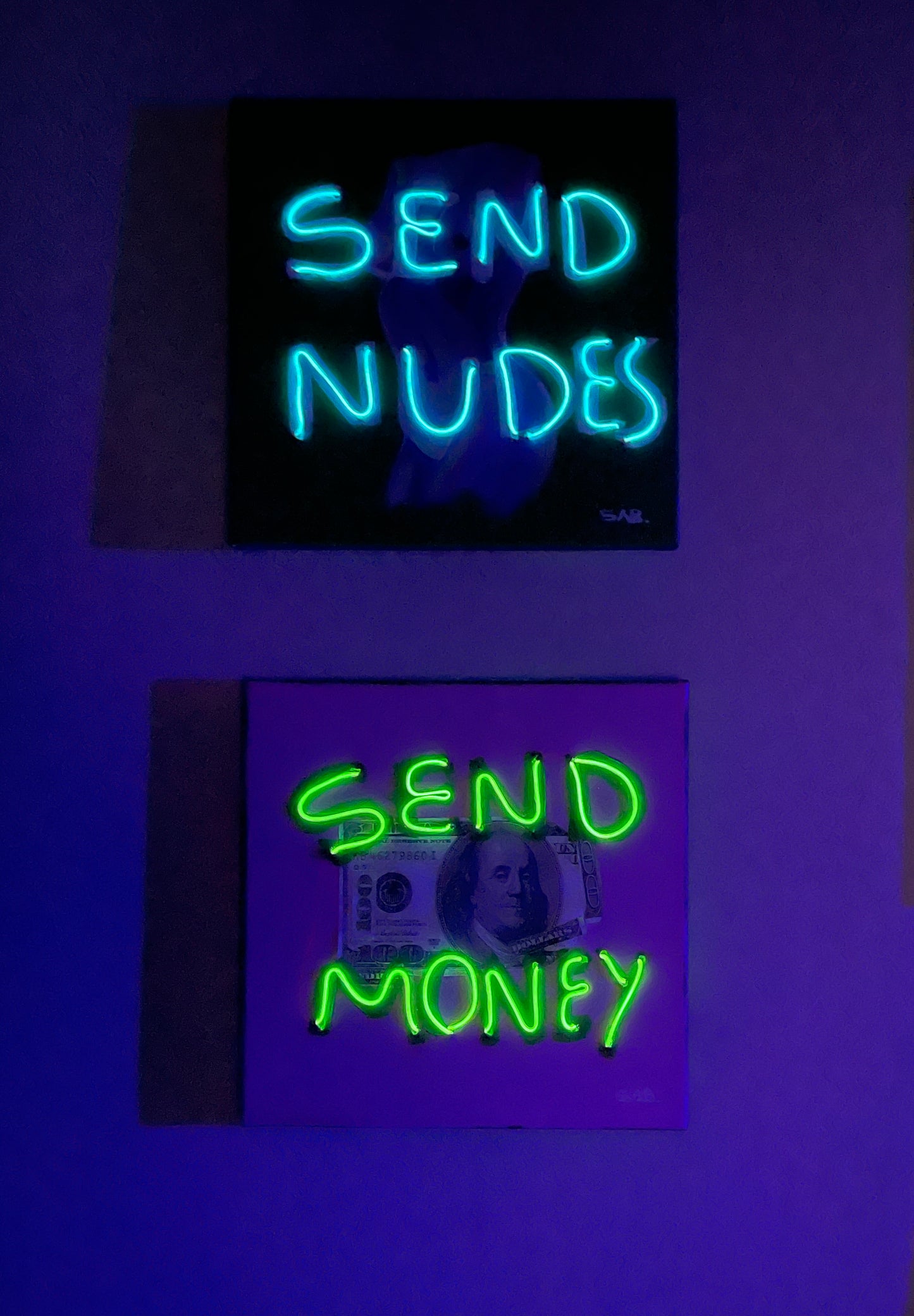SEND MONEY  Neon sign original 12x12 quote Art