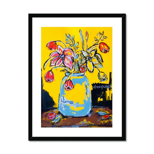 Flower Vase Art  Original Abstract Painting Floral Inspirational Yellow Charcoal Pastel  Roses Tulips HOME DECOR DESIGN Table