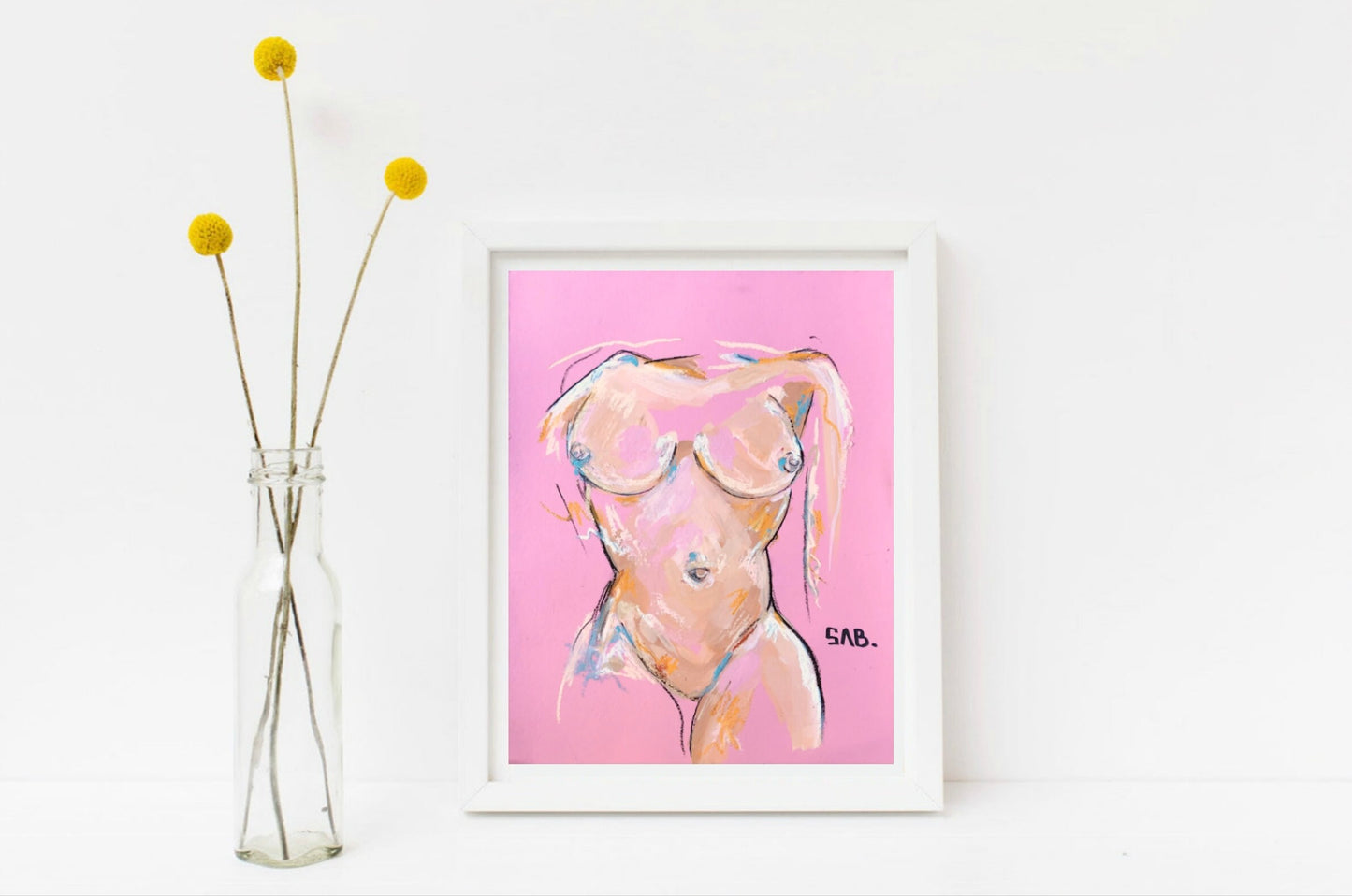 Figurative Female Body painting Print Abstract sexy bedroom home decor inspiring nude pastel original authentic fine art wall gift idea