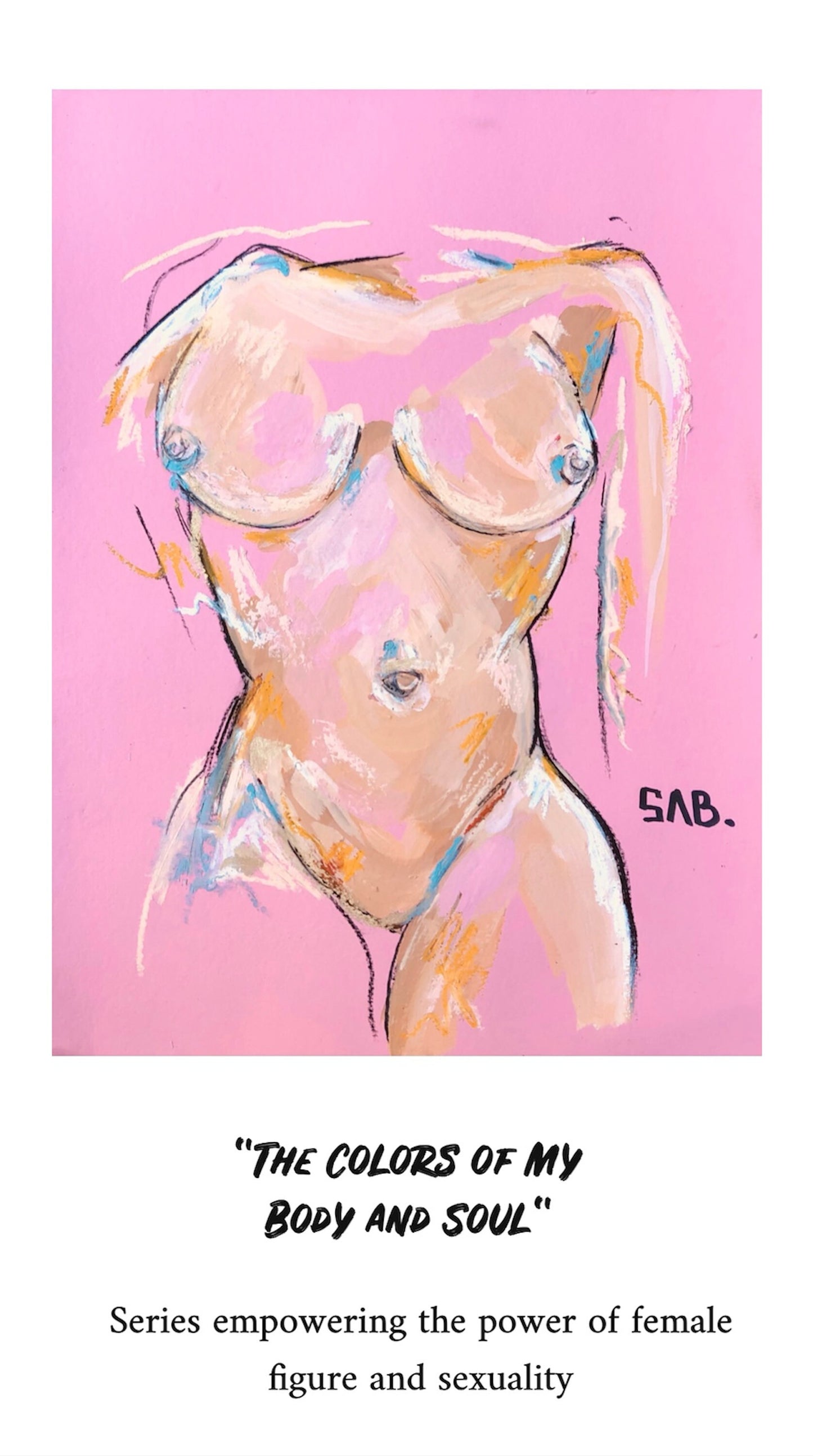 Figurative Female Body painting Print Abstract sexy bedroom home decor inspiring nude pastel original authentic fine art wall gift idea