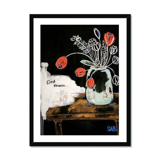 Modern Flower Vase ART  original work authentic FLoral Home decor hallway entryway fine art painting charcoal abstract table tulip SAB