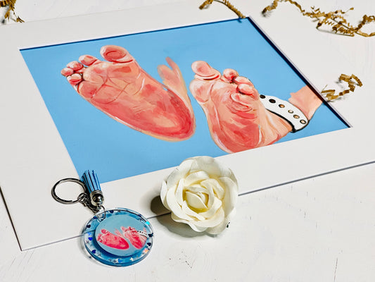 Custom Portrait from the photo with resin keychain new born boy and girl gift baby shower birthday x-mas  kids mixed media acrylic painting