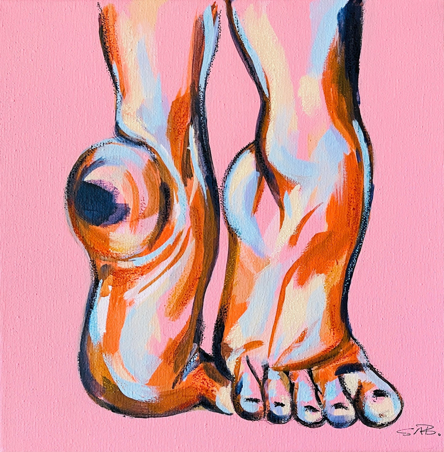 Acrylic mini painting stretched canvas 8x10 Modern Art print figurative art female nude decor lgbtq fine art feet