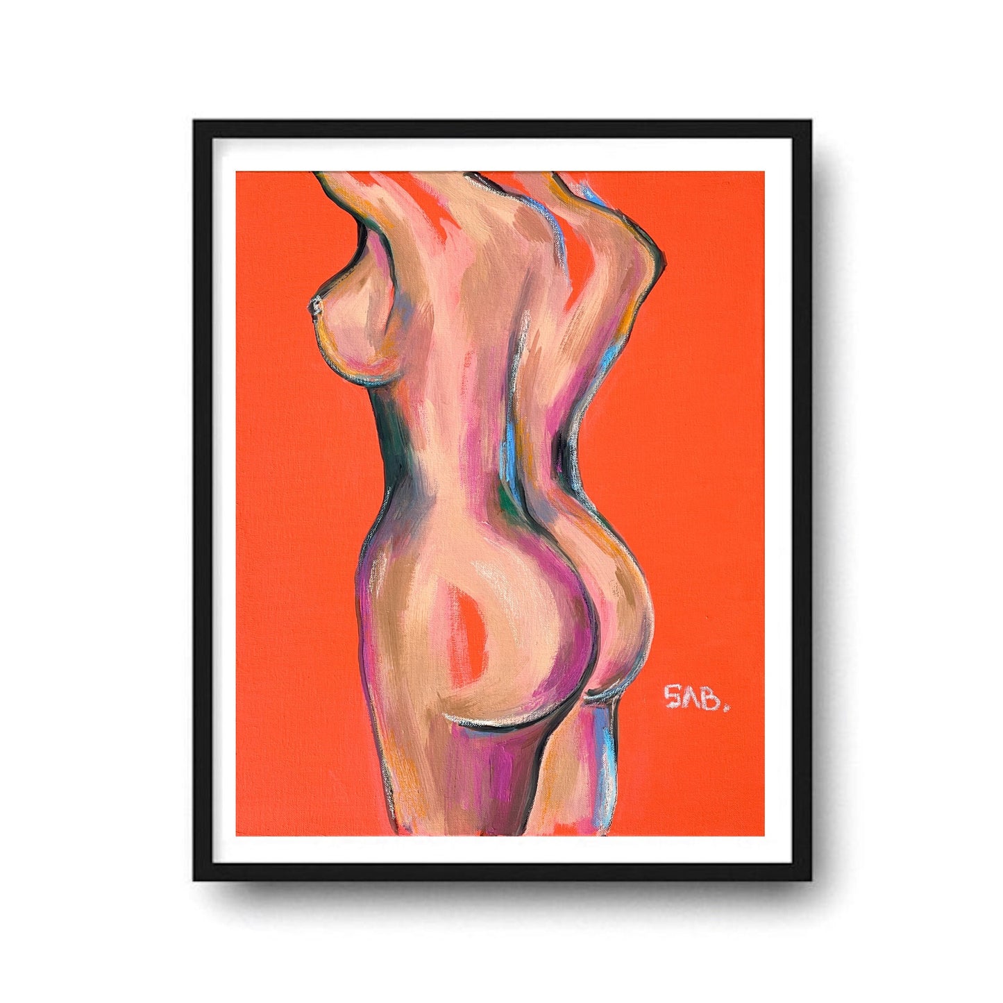 Female Figurative Nude sexy Colorful canvas painting art 16x20 naked LGBTQ pride rainbow feminist wall bedroom decor acrylic lesbian