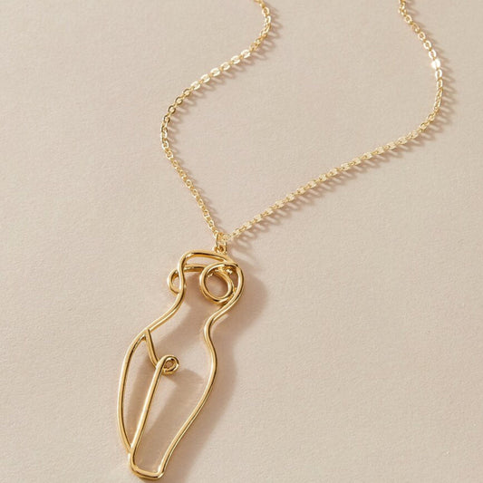 Long Figurative Necklace Jewelry  Female figure Gold   Fashionable  Pedant charm