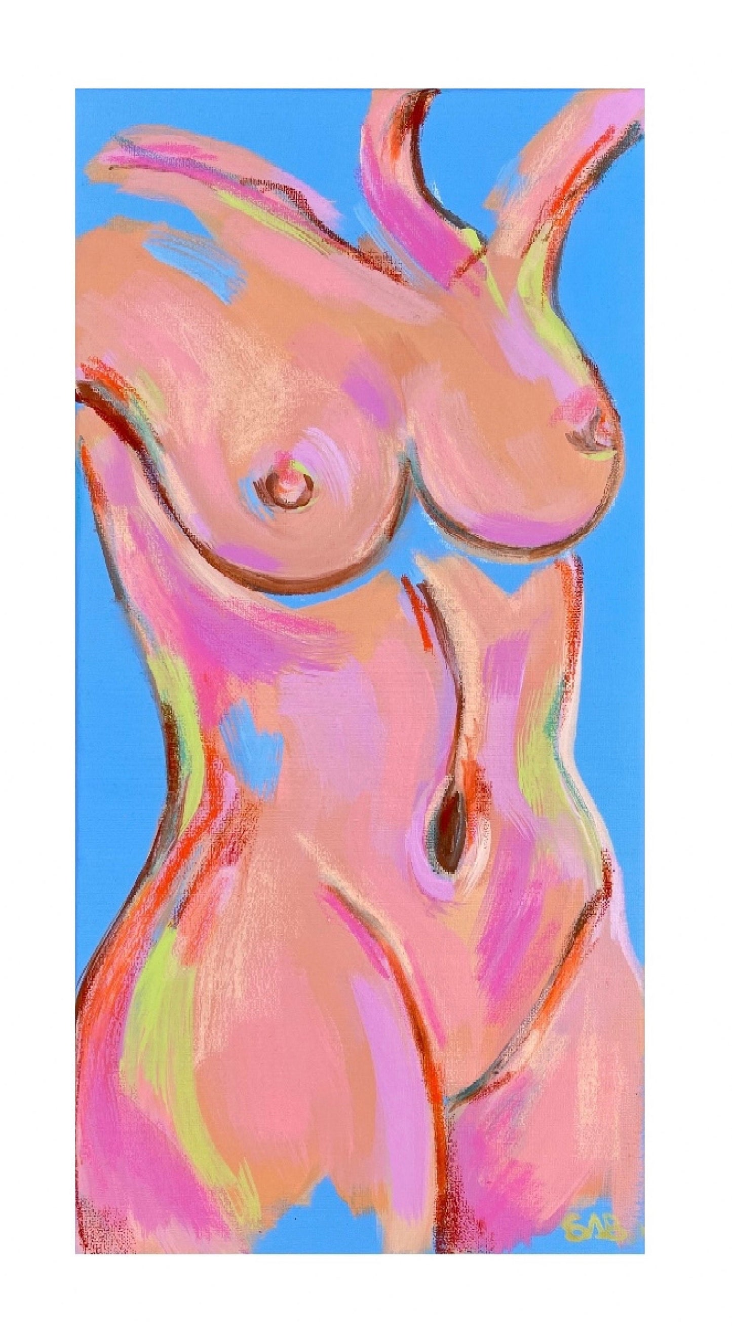Abstract figurative female nude body painting wall poster acrylic modern home decor lesbian art 10x20 canvas art